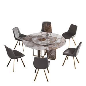 Italian design European luxury round dining table set with 6 to 8 chairs for modern dining room furniture