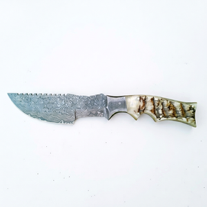 Herramienta utilitaria pesada de acero damasco forjado a mano, personalizada OEM, con mango de asta de ciervo. - Product Image 1