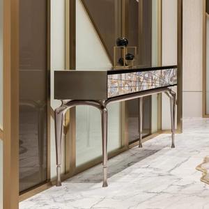 <span class=keywords><strong>Mesa</strong></span> de <span class=keywords><strong>consola</strong></span> de marca <span class=keywords><strong>italiana</strong></span> de acero inoxidable Vintage decorativa para Hotel con cajón <span class=keywords><strong>Mesa</strong></span> de <span class=keywords><strong>consola</strong></span> de mármol de ágata de lujo - Product Image 2