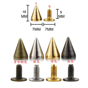 Tự làm Punk gai đạn hình nón gai đinh tán 7x10mm đinh tán kim loại vít trở lại đinh tán đinh tán cho túi xách da vành đai Giày chó cổ áo - Product Image 2