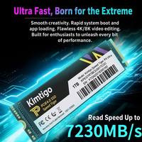 Kimtigo P4 Ultra 1TB 512GB NVMe M.2 SSD PCIe 4.0 X4 Internal Solid State Drive 7230MB/s Kecepatan Tinggi 3D TLC untuk Desktop PS5
