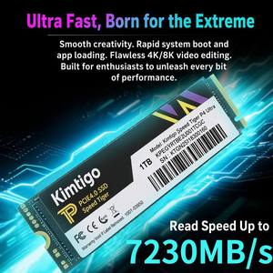 Kimtigo P4 Ultra 1TB 512GB NVMe M.2 SSD PCIe 4.0 X4 Disque SSD interne haute vitesse 7230MB/s 3D TLC pour ordinateur de bureau PS5 - Product Image 2