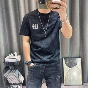 T-shirt décontracté pour homme à manches courtes, imprimé intégral, 240 grammes, coupe lourde, tendance, nouvelle collection été - Product Image 4