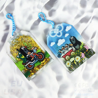 Porte-clés liquide personnalisé avec logo, en acrylique holographique, impression UV, anime, paillettes et support
