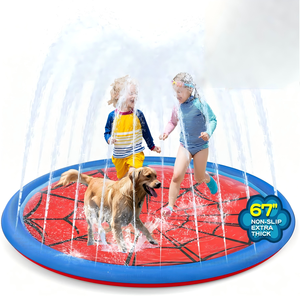 Tapis d'arrosage anti-dérapant en toile d'araignée de 67 pouces pour enfants et animaux domestiques, idéal pour les jeux aquatiques estivaux dans la cour - Product Image 1