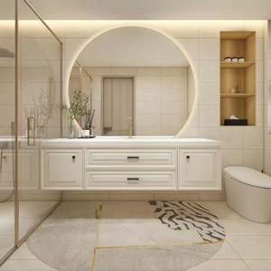 Gabinetes de Baño Personalizados de Alta Gama, Estilo Clásico, Mueble de Baño de Madera Montado en la Pared con Lavabo - Product Image 1