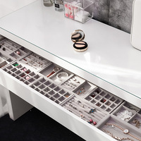 Plateau de présentation de bijoux rectangulaire doré multifonctionnel et créatif, boîte de rangement pour tiroir de maison ou intérieur de meuble