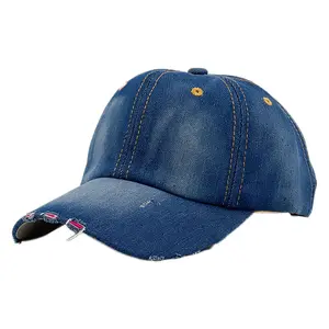 Sommer Hip-Hop Vintage Sonnenhut 6 Farben Distressed Abgenutzte Sport hut Buchstaben Stickerei Ripped Washed Denim Baseball Hat