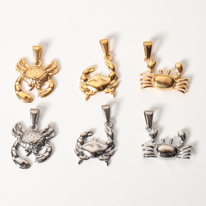 QUALITÉ > Pendentif breloque crabe en acier inoxydable plaqué argent et plaqué or, accessoire de bijouterie pour la création de colliers et bracelets - Product Image 1