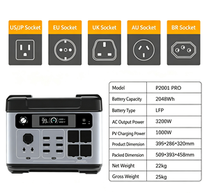 Alimentation électrique P2001 Pro 3200W, batterie solaire LFP haute capacité 2048Wh pour la maison, cellule de batterie Lifepo4 - Product Image 4