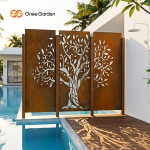 Customized Laser Cut Art Metal <b>Panels</b> Corten Steel Rectangle Garden <b>Screen</b> Rustic Orange Outdoor <b>Decor</b> Ornament Modern Nature - Product Image 6