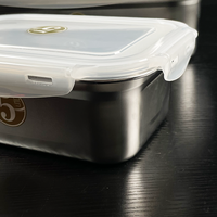 Boîte à lunch rectangulaire en acier inoxydable avec couvercle hermétique, réutilisable, durable, pour le bureau, l'école et les pique-niques