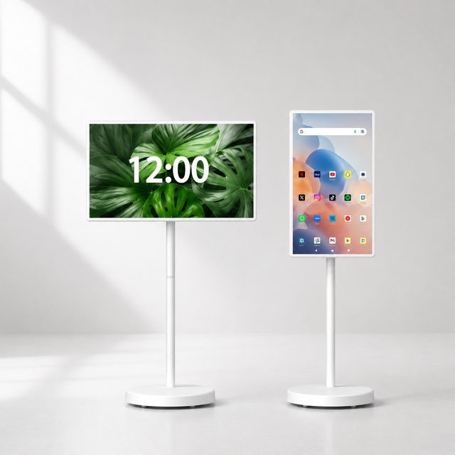 32" Mobile Digital Signage Display, 5 Universal Casters for Easy Movement, MTK8786, 2.4G/5G WiFi Bluetooth 5.0, 1 Year Warranty