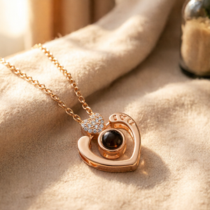 Collar con Colgante de Corazón Chapado <span class=keywords><strong>en</strong></span> Oro Rosa, Proyección de 100 <span class=keywords><strong>Idiomas</strong></span> <span class=keywords><strong>Te</strong></span> Amo, Medallón con Foto Personalizada, Regalo para Ella - Product Image 1