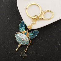 Porte-clés de luxe en alliage avec strass et cristal, motif Fille de ballet, Fée papillon, style Fashion Angel, breloque de sac à main
