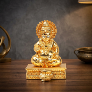<b>Gold</b> Plated Kuber Ji Idol 3.5 Inch Hindu God <b>Statue</b> for Home Office Temple Puja Decor Wealth Prosperity Religious Gift - Product Image 1