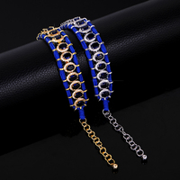 Bracelet de luxe style rétro perlé en zircon rose, chaîne de tennis colorée noire et bleue, bijou cadeau, bracelet de main