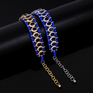 Bracciale di Lusso Stile Retrò con Perline e Zirconi Rosa, Catena Tennis Colorata Nera e Blu, Gioiello Regalo - Product Image 3