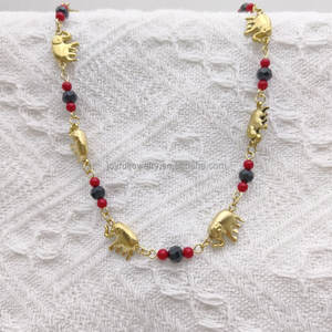 Fábrica al por mayor 18K chapado en oro relleno elefante encanto Azabache suerte y protección collar regalo de protección para niños - Product Image 6