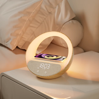 Réveil lumineux avec chargeur sans fil, réveil au lever du soleil, chargeur sans fil avec haut-parleur audio, bruit blanc, support de téléphone