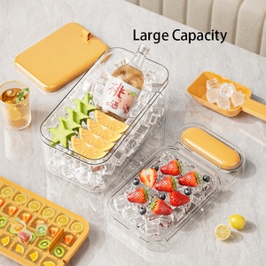 Recién llegado, molde cuadrado de plástico transparente para cubitos de hielo, contenedor de almacenamiento con tapa extraíble con bandeja de letras para máquina de helados - Product Image 4