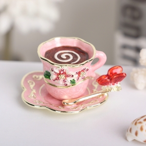 SHINNYGIFTS stile europeo bomboniera in stile matrimonio smalto tazza di caffè scatola decorazione farfalla ornamenti nuovo stile scatole di gioielli - Product Image 3