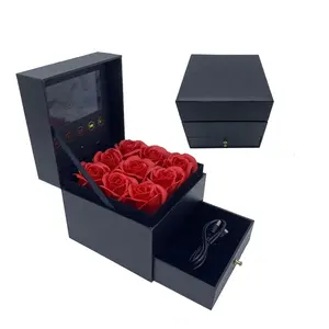 Best gift for 2024 Valentine Day Customized Greeting Gift Flower Jewelry 1080P Lcd Screen video box