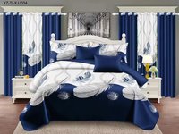 En stock : Ensemble de literie King Size moderne imprimé 8 pièces avec rideaux, 200 fils/cm², motifs variés et emballage individuel