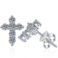 Rappeur bijoux VVS1 moissanite croix boucles d'oreilles 925 en argent sterling religion boucle d'oreille moissanite boucles d'oreilles hommes et femmes