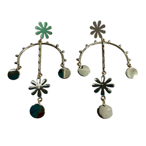 Green Flower <b>Dangle</b> <b>Earrings</b> Layered Drop <b>Earrings</b> for Women Party Wedding Jewelry - Product Image 1