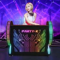 Comptoir de bar acrylique en métal lumineux cocktail avec lumières LED DJ bar dédié table de bar portable pour discothèque
