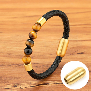 Hobbyworker Edelstahl Magnetverschluss Zylinder Kordel-Endverbinder Verschlüsse für Lederband Armband DIY Schmuckzubehör - Product Image 6