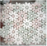 Nouvelle Arrivée Mosaïque Murale et de Sol en Marbre Poli à Jet d'Eau Vert et Blanc, Design Moderne Écologique, Motif Floral, pour Hôtels, Garantie 1 An
