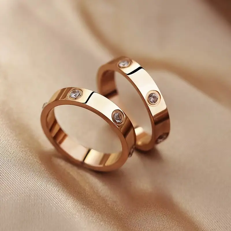 Designer High Quality Luxury brand Jewelry For Men Women couple 316 Titanium Stainless Steel diamond Classic Screw Love Ring