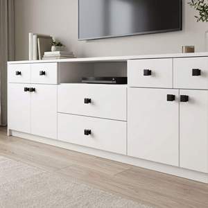 Poignées de meuble carrées noires mates de qualité supérieure en alliage de zinc pour armoires de cuisine, tiroirs et meubles de salle de bain, disponibles à la vente - Product Image 4