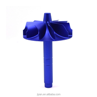 Fabricant d'impellers de turbine en aluminium anodisé bleu usinés CNC OEM, rotor de turbine usiné avec précision