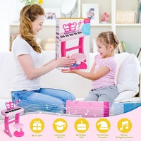 Girls Piano Toy with Stood for Girls 3-5 Pink Music Keyboard Toy 37 Keys with Chair
