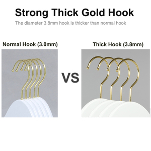 440mm Length Anti Slip Shoulder Shiny Finishing <strong>White</strong> Wooden Tops Dress Shirts <strong>Coat</strong> Clothes Hangers with Thick Gold <strong>Hook</strong> - Product Image 5