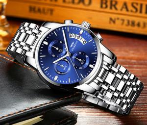 <span class=keywords><strong>OLMECA</strong></span> 0826 King Golden Man Quarzuhr Kreatives Edelstahlarmband Wasserdicht Chronograph Datumsanzeige Sportuhr - Product Image 5