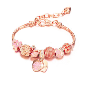 Cross-border Trendy Heart Pan-style DIY <strong>Dreamcatcher</strong> Cartoon Kulomi Large Hole Beaded Girlfriend Crystal Gold Plated <strong>Bracelet</strong> - Product Image 6