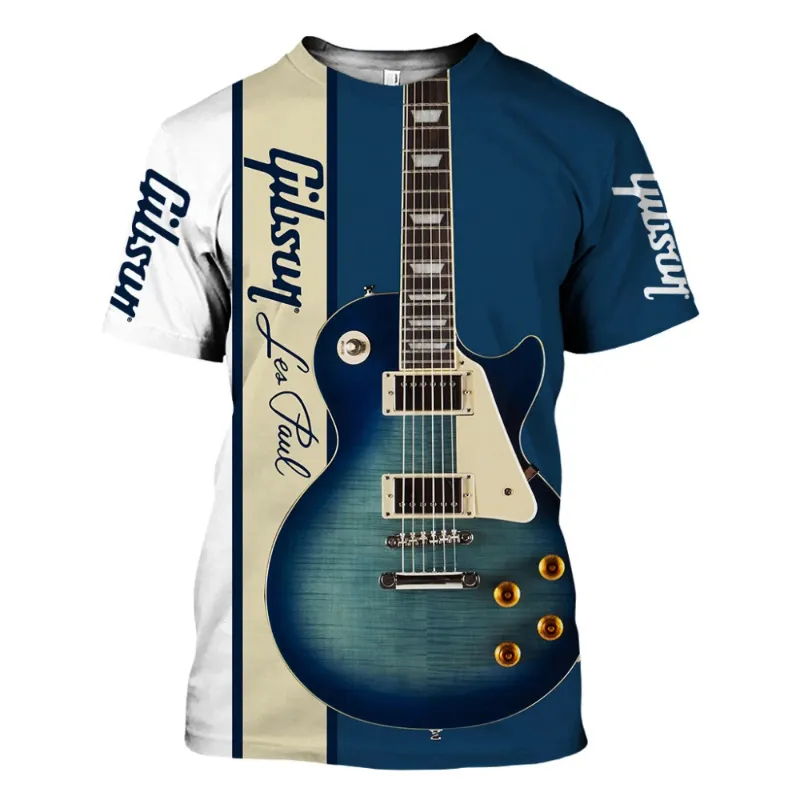 Fitspi Jazz Heren T-Shirt 3d Print Sax Gitaar Klarinet T-Shirt Klassiek Muziek Korte Mouw Hiphop Tee Pop Losse Casual T-Shirt