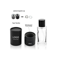 Botellas de Perfume de Vidrio de Lujo de Alta Calidad de 30 ml, 50 ml y 100 ml para Hombre y Mujer, Transparentes, Redondas, Vacías, Recargables, con Pulverizador y Sello