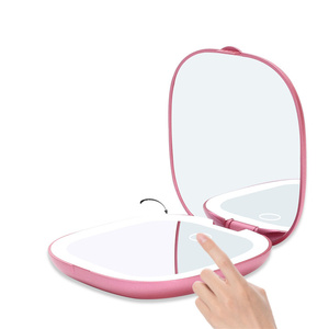 Miroir de poche compact à LED personnalisé pour le voyage, miroir de maquillage pliable à 2 côtés, effet lumineux, mini miroir pour femmes - Product Image 4