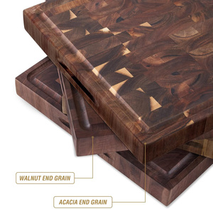 Tabla de cortar de madera de acacia de veta final, grande y gruesa, personalizada, antideslizante, para cocina, charcutería y barbacoa - Product Image 3