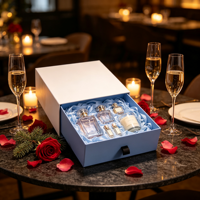 Caja de Regalo de Perfume Azul Personalizada con Frascos de Cristal, Velas, Forro de Satén, Empaque de Lujo, Set de Regalo de Fragancias al por Mayor