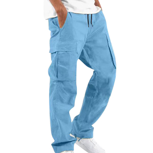 Pantalon cargo en toile pour homme, léger et confortable, taille haute, avec tissu écologique pour un port décontracté confortable - Product Image 5
