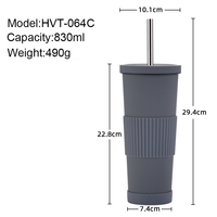 Tasse à thé au lait en acier inoxydable à isolation sous vide 830 ml, avec revêtement en céramique, antidérapante, portable, avec paille, sans BPA, maintien thermique 6-12 heures