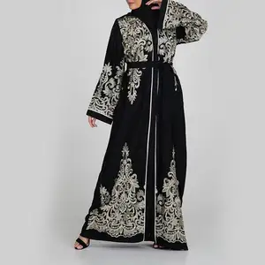 2019 yeni moda işlemeli İslam Jubah Gaun batı tarzı Turchia için kızlar Abaya