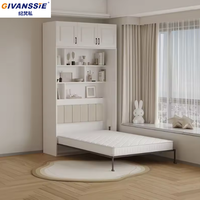 Lit escamotable mural avec armoire intégrée, design moderne, durable, en bois massif, rotatif et invisible