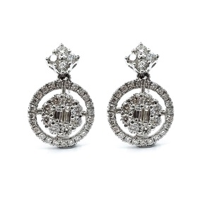Pendientes de Oro Blanco Sólido de 18k de la Mejor Calidad del Fabricante Chino, con Diamantes Reales Redondos y en Forma de Baguette, Regalo de Moda para Mujer - Product Image 1